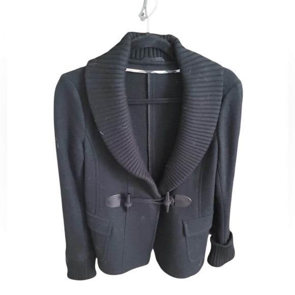 BURBERRY BRIT Toggle Front Black Wool Jacket Coat Knit Shawl US 38 EU - Picture 5 of 11